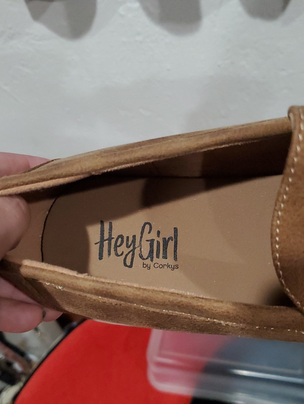 2 Pair Hey Girl by Corkys Literally Tan Suede Loafer Chunky Chain Size 11 - Picture 14 of 15